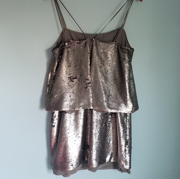 Banana Republic Silver Sequin Layered Dress Petite - Picture 5 of 7